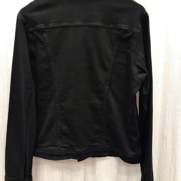 L’Agence, black denim jacket, clear jeweled collar - Picture 2 of 3